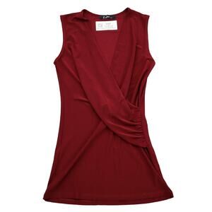 Lette Shirt Womens M Red Sleeveless Wrap Style VNeck Blouse Casual Top